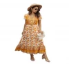 Hot Selling Summer Fashionable Printed V-neck Short Sleeve Long Women&#39;s Dress Flower Ladies Dress