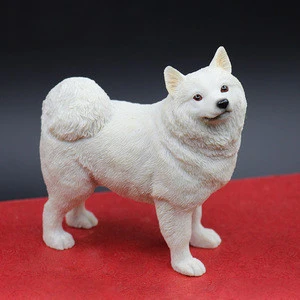 Hotsale Resin Puppy Statues White Samoyed Dog Animal Sculpture