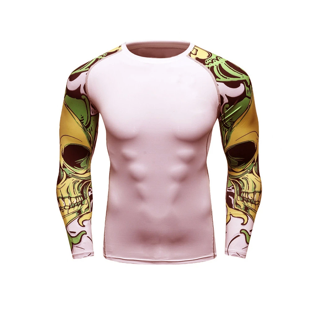 In Wholesale Price High Quality Rash Guard Regular Sleeves O-Neck Men Compression Shirts