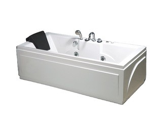 indoor spa Cheap white acrylic whirlpool massage bathtub with panel and pillow