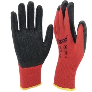 Industrial Safety gloves Anti Slip Polyester Red Rubber Grip Building Latex Coated China Work Gloves Guantes