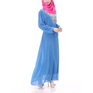 Instock Hot Sale New Ladies Long Sleeve Soft Abaya Jilbab Islamic Arabian Clothing M30002