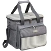 Insulated Cooler Tote Bag for Picnic with 4 Tableware Set Outfit - Hard EVA Formed Lid as Picnic Table for 4 persons