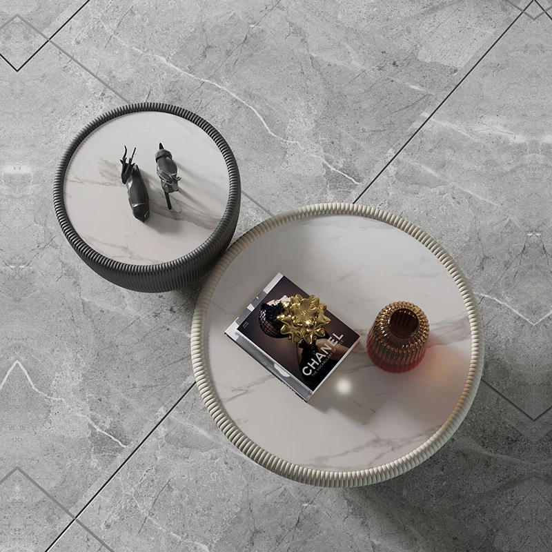 Italian light luxury tea table post modern style creative round rock plate Hong Kong style tea table