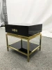 Italian Luxury Furniture Black &amp; Gold Solid Wood Nightstand/ Post-modern Stylish Night Table/ European Fancy Bedside Table