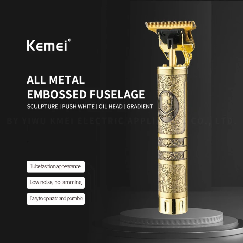 Kemei KM-228 New Mens Electric USB rechargeable T-blade cutter head hair clipper Metal Professional Mens Hair Clipper Trimmer