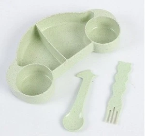 Kid Ecochoice Wheat Straw Custom Made Biodegradable Dinnerware Set,Eco Friendly Reusable Plate
