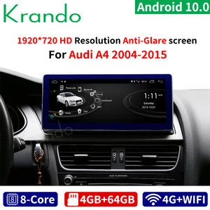 Krando Android 10.0 4G 64G ROM 10.25&#39;&#39; IPS Black Screen Car Radio Player Navi for Audi A4 A4L A5 2009-2016 Audio WIFI GPS Stereo