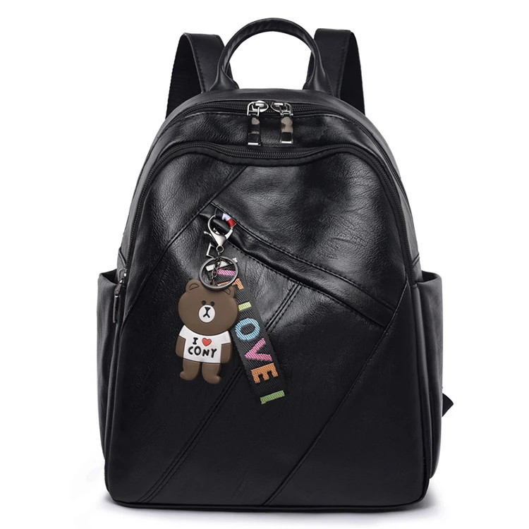 Large black rucksack bag back pack purse ladies leather backpack