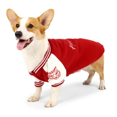 Large Medium Size Warm Pet Dog Clothes for Autumn Winter Baseball Sweater Corgi Clothes Sportswear Apparel Garment Costume Supplies Products