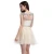 Import Latest Design Champagne Color A-line Scoop Sheer Top Rhinestone Beaded Chiffon Short Puffy Homecoming Dress from China