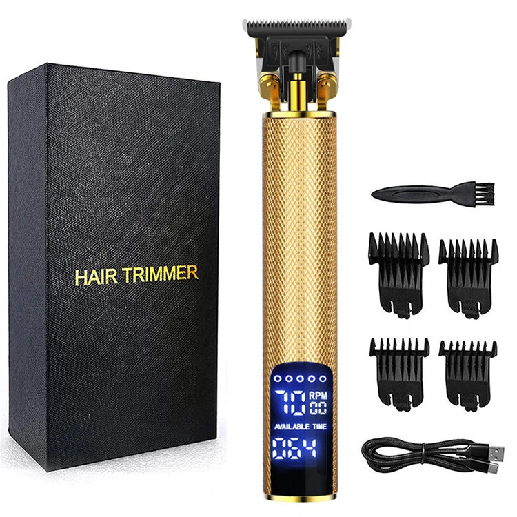 LCD Professional Digital Hair Trimmer Rechargeable Electric Hair Clipper Mens Cordless Haircut Adjustable Ceramic Blade