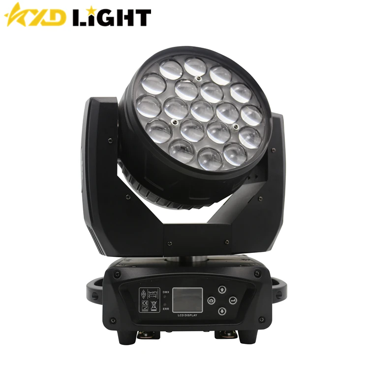 Led zoom moving head light stage dj disco lighting effect robot 4-in-1 led moving head 19*15w led zoom wash Guangzhou factory