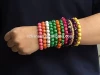 LIANSEN Wholesale  17cm  Wooden Beads Chain Bracelet 7kinds Color BEADS Wrist Bracelet Women Bangle