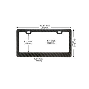 License Plate Frames Carbon Fiber License Plate Frames Slim Standard Size With Screw Covers Black License Plate Frame