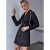 Import Long sleeve autumn spring formal solid  lapel v neck business ladies button women black office blazer dress from China