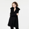 Loose Retro Long Sleeve Overcoat Lapel Fur Collar Overcoat Long Women Trench Coat