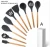 Import LOVEN 12PCS Non-stick Wooden Handle silicon  Shovel Kitchen accessories Cooking Utensils Silicone Cook Tool Set With Storage from China