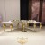 Import luxury design gold stainless steel leg MDF top 10 seater half round dining table from China