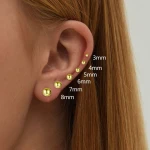 Luxury Jewelry Piercing Earring Bead Screw Bolt Stud Earring Gold High Quality Trendy Solid 18k 14k 9k Yellow Gold Sample Making