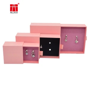 luxury pink pendant necklace ring earrings bracelet gift jewellery box paper jewelry boxes with logo