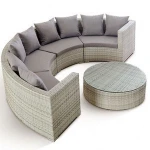 Luxury Rattan Garden Corner Sofa Grey Outdoor Round