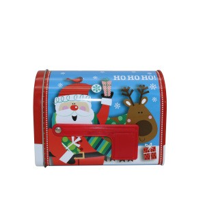 Mailbox shape gift tin box for children with a red flag Christmas Decorative Mailbox can Gifts Biscuit Cake Tins Box