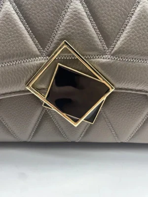 Manufacturer Excellent Quality Famous Brand Grey Women Genuine Leather Long Shoulder Bags Handbag for Women Luxury