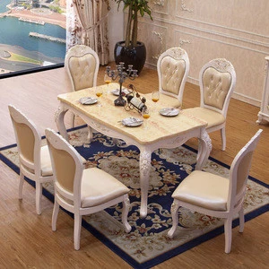 Marble dining table price with wooden dinning chair indoor furniture living room dining table set