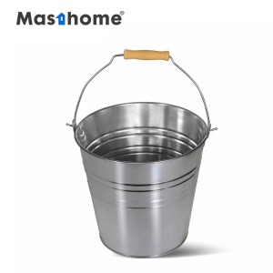 Masthome Tinplate steel bucket with Wooden handle