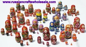 Matryoshka Dolls Nesting Stacking Wooden Russian Toys with Flower Ornament Hand Painted Wood Souvenir Folk Art Crafts Wholesale
