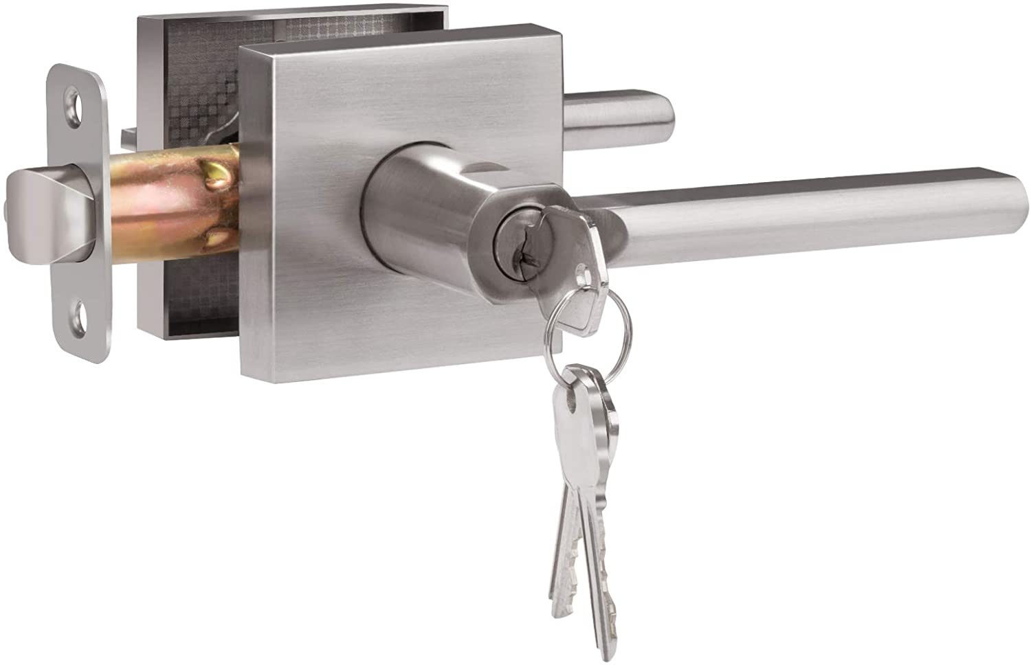 Matt Black Heavy Duty Handle Door Lock Set with Key