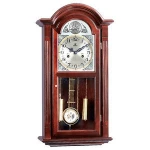 Mechanical Rotating Wall clocks Wooden case CE/FCC/ISO with Silver Dial and Gold Pendulum