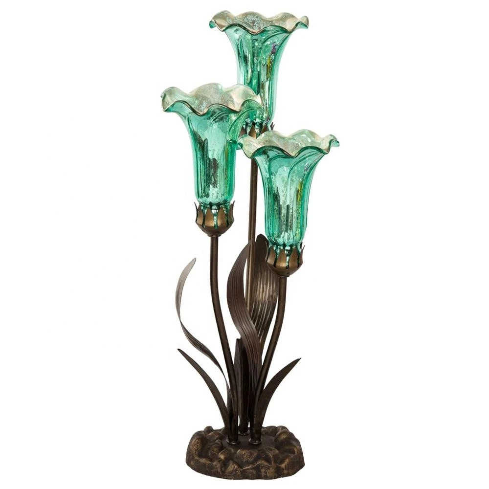 Mercury Glass 3 Lily Uplight Accent Lamp Teal