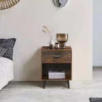 Mid Century Rustic Brown Bedroom Nightstand Set Bedside Table Furniture Bedroom 2 Drawers Storage Cabinet for Bedroom