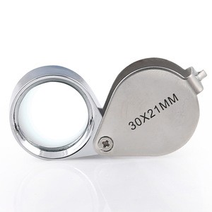 Mini Microscope Jewelers  Magnifier with Magnifying Glass Powerful Doublet, Chrome Plated, Round Body Jewelry Loupe