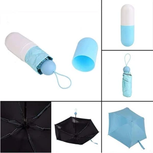 mini umbrella of 5 fold capsule shaped uv umbrella with custuom logo print from manufacture wholesales