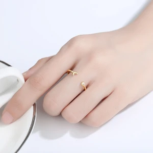 Minimalist 925 Silver Jewelry High Polished Pure Silver Crescent Moon Open Rings Dainty Smooth S925 Sterling Silver Moon Ring