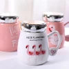 mirror surface ceramic coffee mug with stainless steel lid flamingo mug