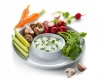 Modern design household used round white ceramic vegetables dip chip dinner plate for sale