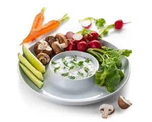 Modern design household used round white ceramic vegetables dip chip dinner plate for sale