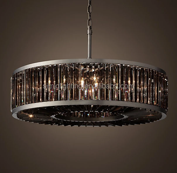 modern led luxury E14 simple retro iron crystal chandelier creative circular chandelier LAMP