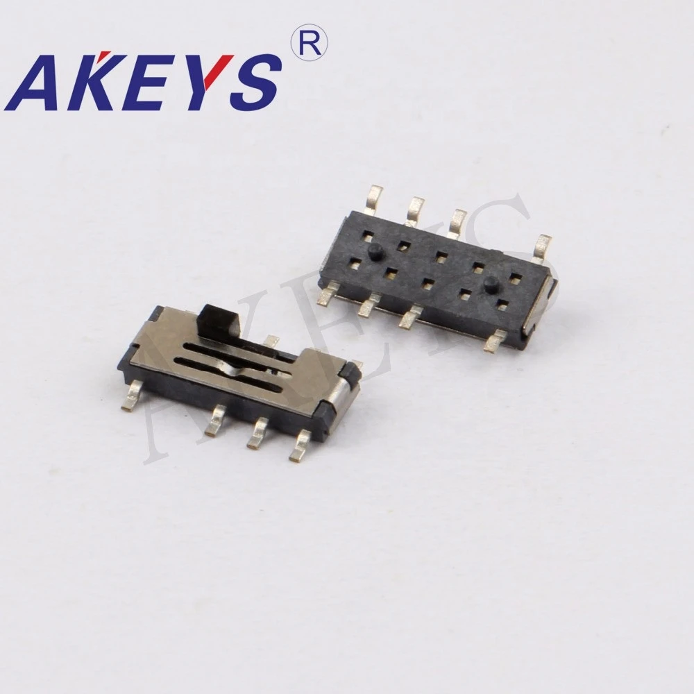 MSS-23C02 MINI slide switch 2P3T SMT SMD 8 pin 3 position mini toggle switches micro slide switches with groove