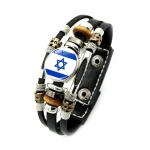 Multi Countries Snap Button National Flag Bracelets Country Flag Independence Day Souvenir Jewelry Unisex Leather Bracelet