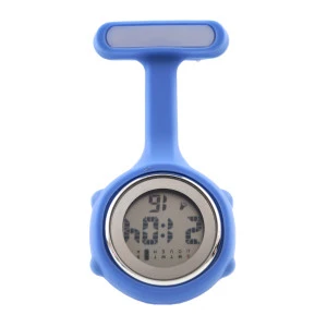 Multifunction Led display quartz movement nurse watches silicone rubber brooch doctor breast watch