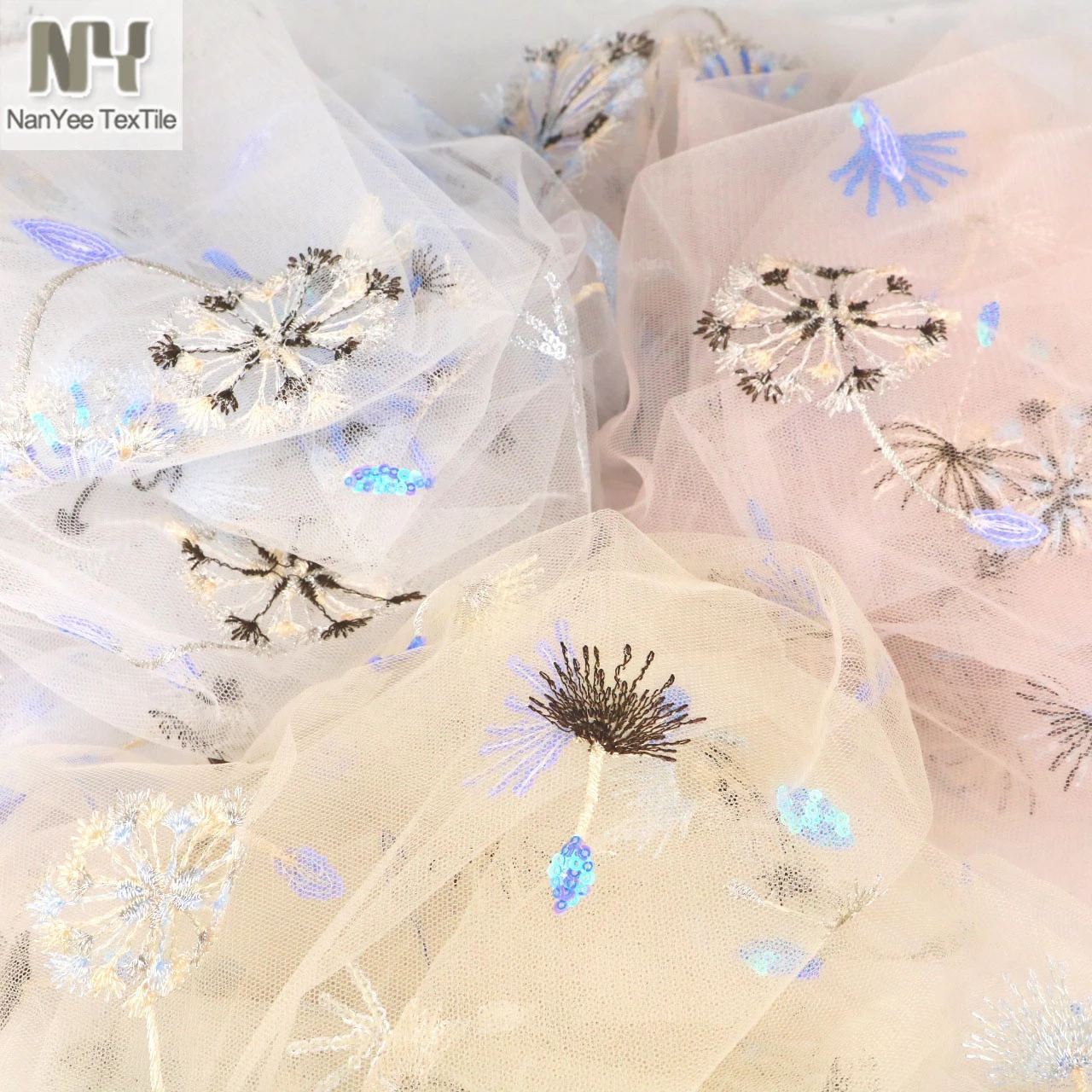 Nanyee Textile Light See Through Net Sequin Fabric For Children&#39;s Garments