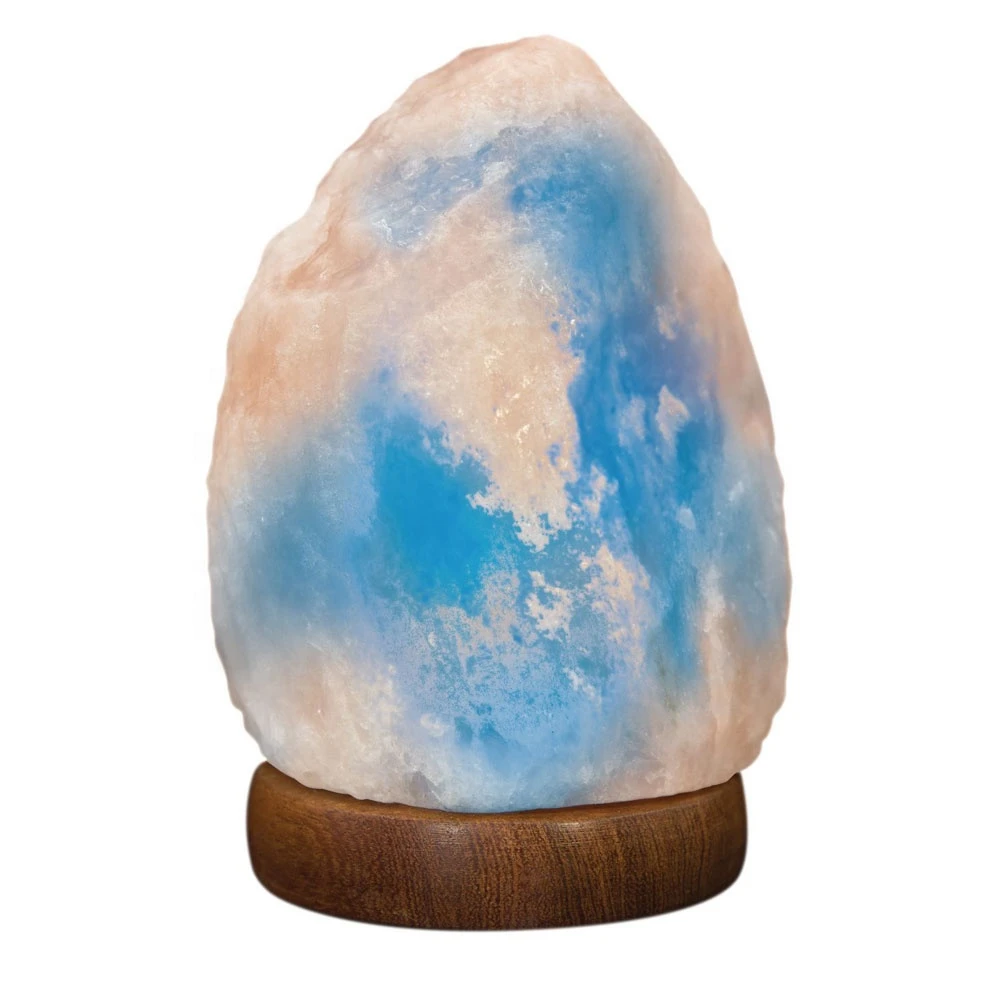 Natural Salt Lamp With Blue Salt & Blue Light-Sian Enterprises