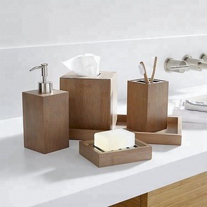New 2018 Eco Friendly Natural Bamboo Bath Accessories for Bathroom Set