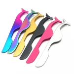 New Arrived Charme Beauty Stainless Steel Colorful Eyelash Applicator Tweezers