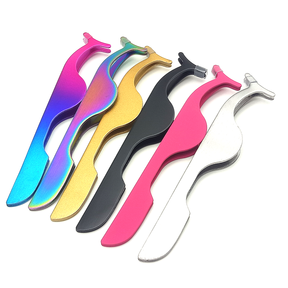 New Arrived Charme Beauty Stainless Steel Colorful Eyelash Applicator Tweezers